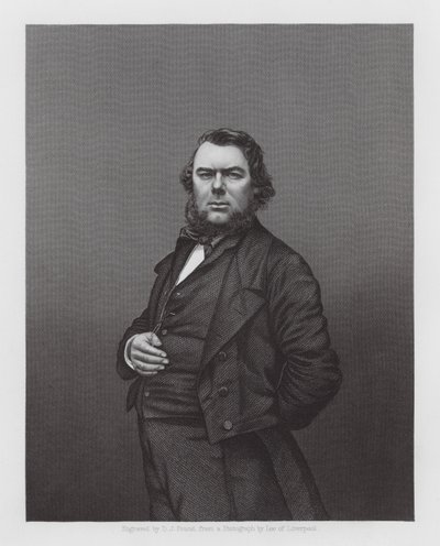 Hugh Stowell Brown, Manx Christelijke prediker en sociaal hervormer (gravure) door Daniel John. Pound