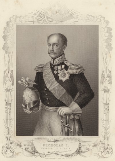 Tsaar Nicolaas I, keizer van Rusland (gravure) door Daniel John. Pound