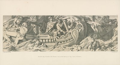 Harolds Schip Gestrand aan de Normandische Kust, in het Gebied van Guy, Graaf van Ponthieu door Daniel Maclise