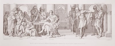 Harolds gevangenschap aangekondigd aan Willem van Normandië, die wordt geïnformeerd dat Guy van Ponthieu losgeld voor hem eist, uit 