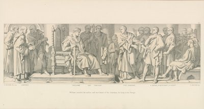 Willem raadpleegt de edelen en kooplieden van zijn hertogdom voor hulp bij zijn ontwerp door Daniel Maclise