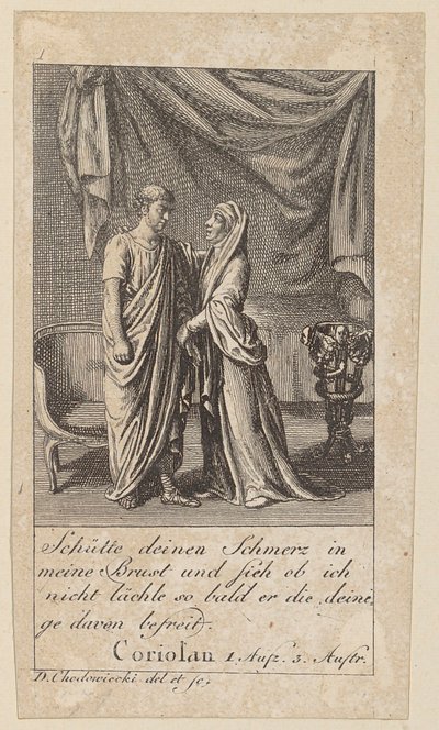 Blad 1 bij Shakespeares "Coriolanus" door Daniel Nikolaus Chodowiecki