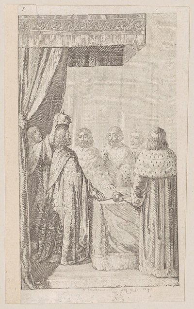 Blad 1 bij "Pruisisch-Brandenburgse staatsgeschiedenis", tweede deel door Daniel Nikolaus Chodowiecki