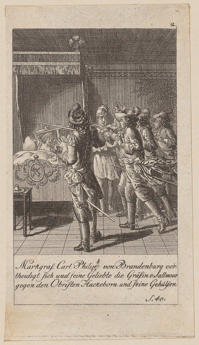 Blad 2 uit de serie "Geschiedenis van Brandenburg" door Daniel Nikolaus Chodowiecki