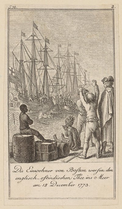 Blad 2 van de reeks bij het essay „De geschiedenis van de revolutie van Noord-Amerika”, door M. C. Sprengel. door Daniel Nikolaus Chodowiecki