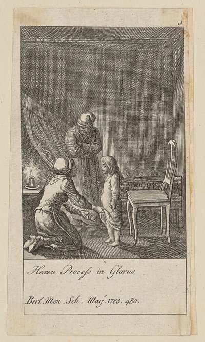 Blad 3 uit de reeks „Modedwaasheden“ door Daniel Nikolaus Chodowiecki