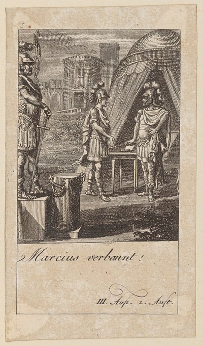 Blad 5 bij Shakespeares "Coriolanus" door Daniel Nikolaus Chodowiecki
