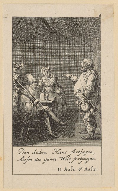 Blad 6 bij Shakespeares "Koning Hendrik IV" door Daniel Nikolaus Chodowiecki
