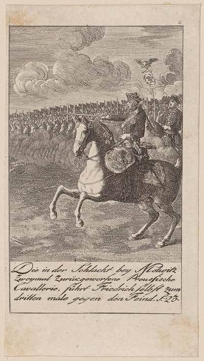De Pruisische cavalerie, tweemaal teruggeslagen in de Slag bij Mollwitz, wordt door Frederik zelf voor de derde maal tegen de vijand aangevoerd door Daniel Nikolaus Chodowiecki