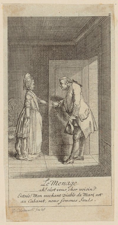 Het huishouden door Daniel Nikolaus Chodowiecki