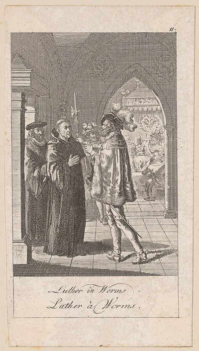 Luther in Worms, plaat 11 uit de reeks ‘Oude, middeleeuwse en moderne geschiedenis’ door Daniel Nikolaus Chodowiecki
