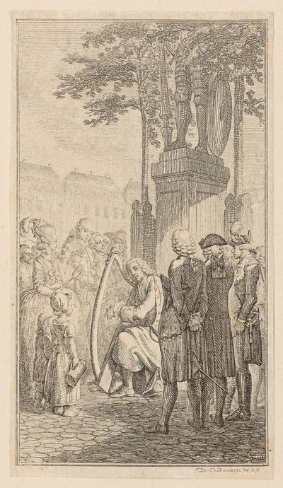 Minnesänger, blad 1 uit de eerste uitgave van de „Gedichten van Gottfried August Bürger” door Daniel Nikolaus Chodowiecki