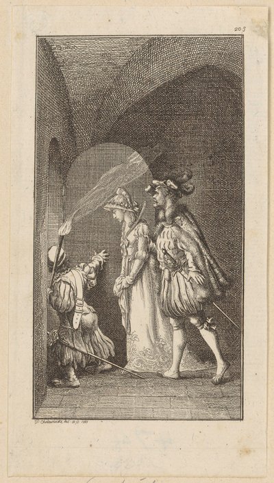 Titelgravure voor de ridderroman "De valk" door Daniel Nikolaus Chodowiecki