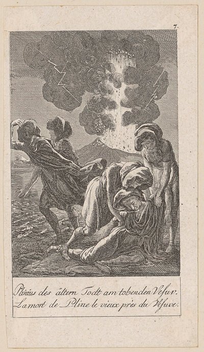Dood van Plinius de Oudere, blad 7 van de reeks "Oude, middeleeuwse en moderne geschiedenis" door Daniel Nikolaus Chodowiecki