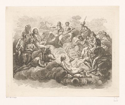 Verzameling der goden op de Olympus door Daniel Nikolaus Chodowiecki