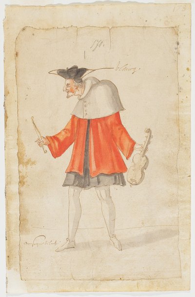 Een Muzikant van het Ballet du Serieux et du Grotesque, 1627 door Daniel Rabel