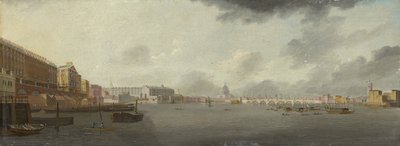 Een uitzicht op de Theems kijkend naar het oosten met de Adelphi, Somerset House en de Sint-Pauluskathedraal, c.1806 door Daniel Turner
