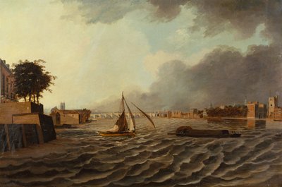 Een uitzicht op de Theems met Westminster Bridge en Lambeth Palace door Daniel Turner