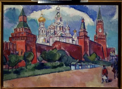 Rode Plein met de Basiliuskathedraal in Moskou, circa 1910 door Daniel Vladimir Baranoff Rossine