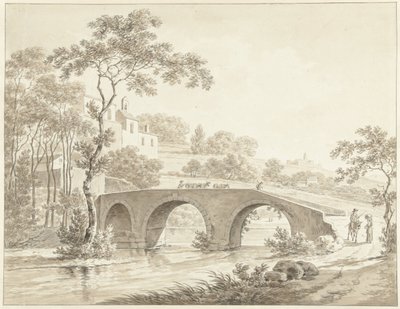 De brug over de Tiber bij Narni in de Romeinse Campagna door Daniël Dupré