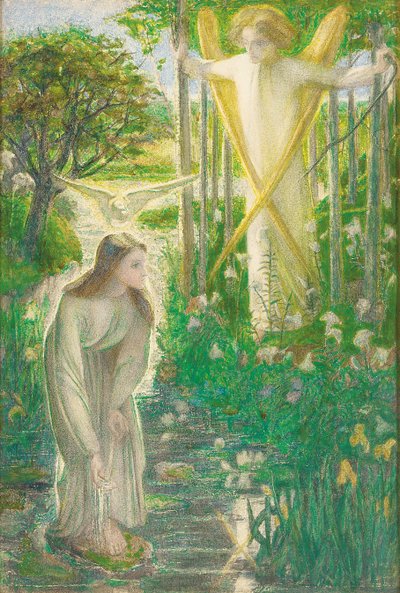 De annunciatie, 1855 door Dante Gabriel Charles Rossetti