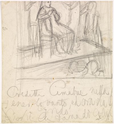 De terugkeer van Tibullus naar Delia - Studie voor de figuur van Delia door Dante Gabriel Charles Rossetti
