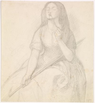 De terugkeer van Tibullus naar Delia - Studie voor de figuur van Delia door Dante Gabriel Charles Rossetti