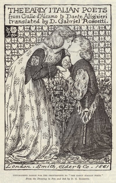 Ongepubliceerd ontwerp voor het frontispice van The Early Italian Poets door Dante Gabriel Charles Rossetti