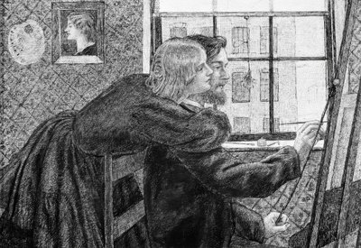 Fanny Cornforth en G.P. Boyce door Dante Gabriel Charles Rossetti