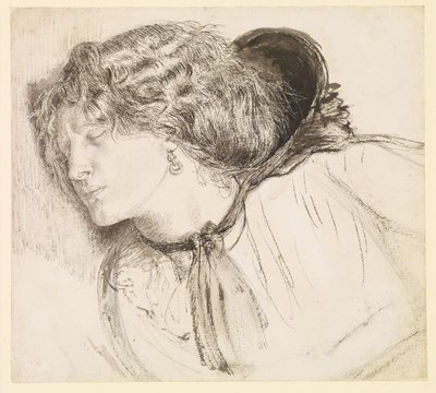 Gevonden - Studie voor het hoofd van het meisje door Dante Gabriel Rossetti