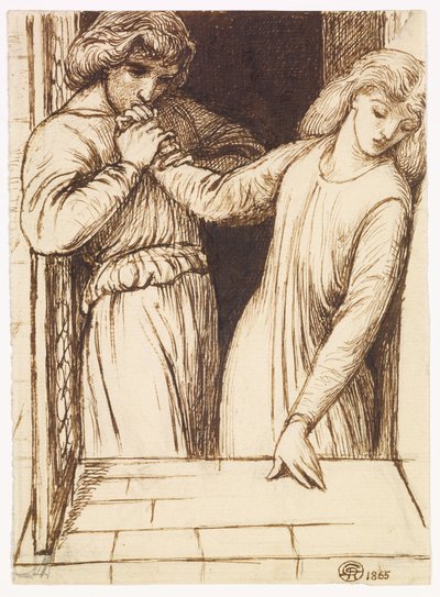 Hamlet en Ophelia - compositiestudie door Dante Gabriel Rossetti