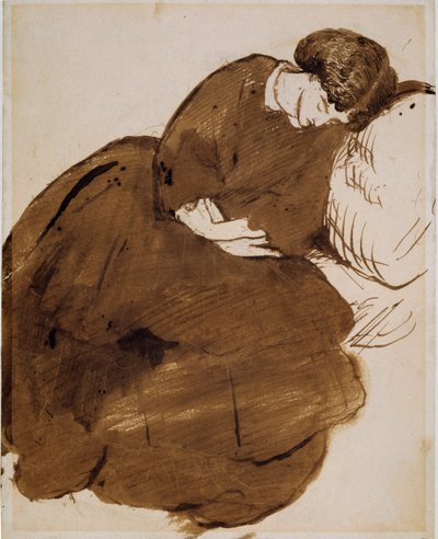 Portret van Jane Morris slapend op een sofa door Dante Gabriel Rossetti