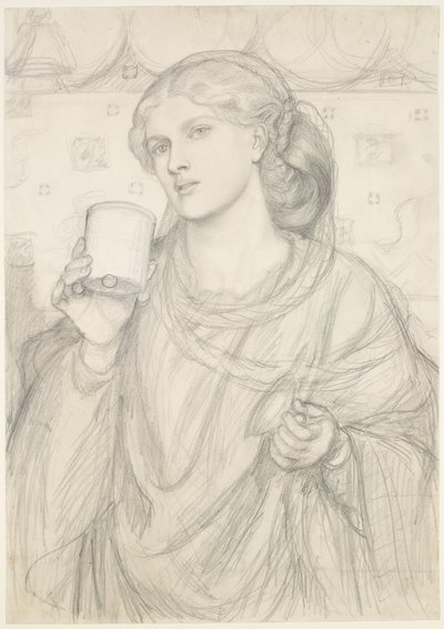 De liefdevolle beker - compositiestudie door Dante Gabriel Rossetti