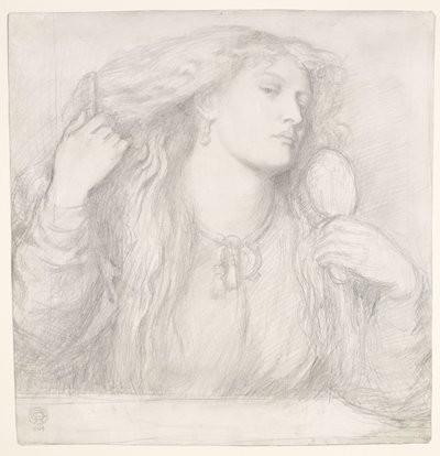 Vrouw kamt haar haar, Fanny Cornforth door Dante Gabriel Rossetti