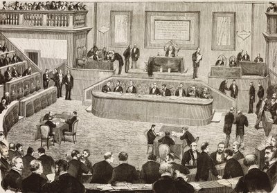 Zitting op 26 juli van de Italiaanse Senaat, Rome, Italië, gravure naar tekening van Dante Paolocci, uit L