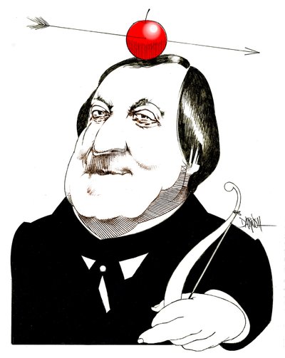 Gioachino Rossini, 2024 (digitale kleurpotloodtekening) door Dariush Radpour