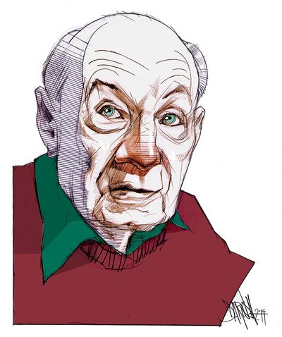 Gustave Thibon, 2014 (digitale kleurpotloodtekening) door Dariush Radpour