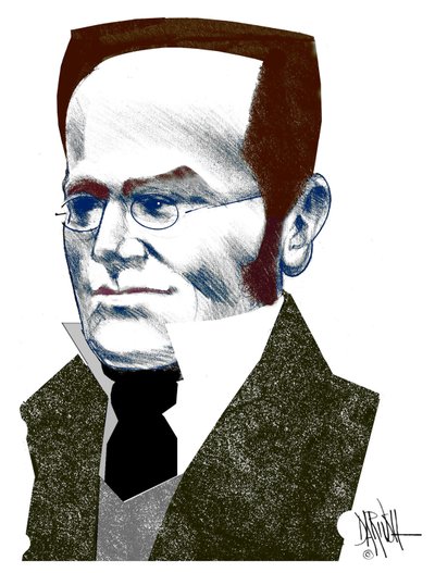 Max Stirner , 2016 (digitale kleurpotloodtekening) door Dariush Radpour