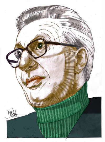 Piero Scanziani, 2022 (digitale kleurpotloodtekening) door Dariush Radpour