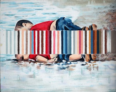 Boei, 2019 (acrylverf op doek) door Darren Coffield