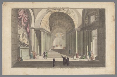 Gezicht op de vestibule en de trap van de St. Pieter te Rome door Daumont