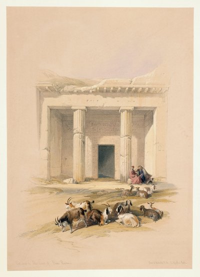 Egypte, ingang van de Grotten van Beni Hassan, gravure gebaseerd op tekening van David Roberts door David (after) Roberts