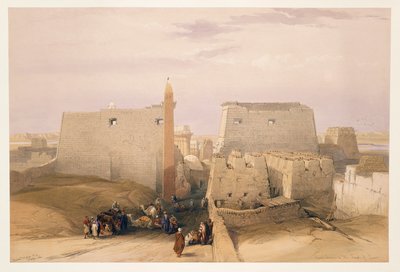 Egypte, ingang van de Tempel van Luxor, gravure gebaseerd op tekening van David Roberts door David (after) Roberts