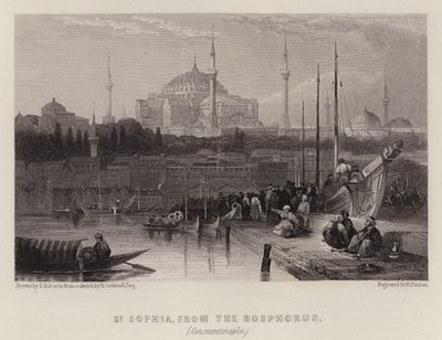 Hagia Sophia, vanaf de Bosporus, Constantinopel door David (after) Roberts