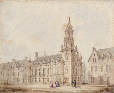 De Dundee Royal Exchange met Toren en Kroon: Eerste Tekening door David Bryce