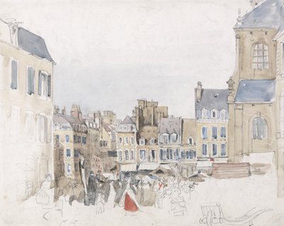 Een Franse markt, c.1829 door David Cox