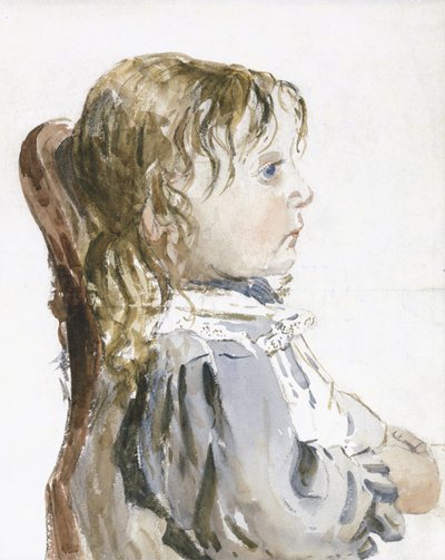 Studie van een klein meisje in een schort, waarschijnlijk eind jaren 1840 door David Cox