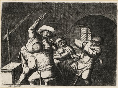 Nederlandse boer met twee dolken valt een andere kaartspeler aan door David Deuchar