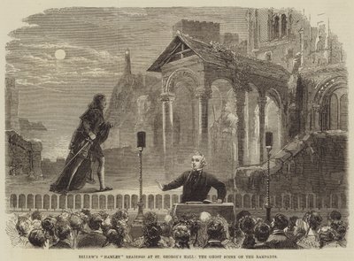 Bellews Hamlet-lezingen in St. Georges Hall, de spookscène op de wallen door David Henry Friston