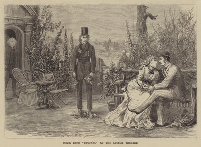 Scène uit Bygones, in het Lyceum Theatre door David Henry Friston
